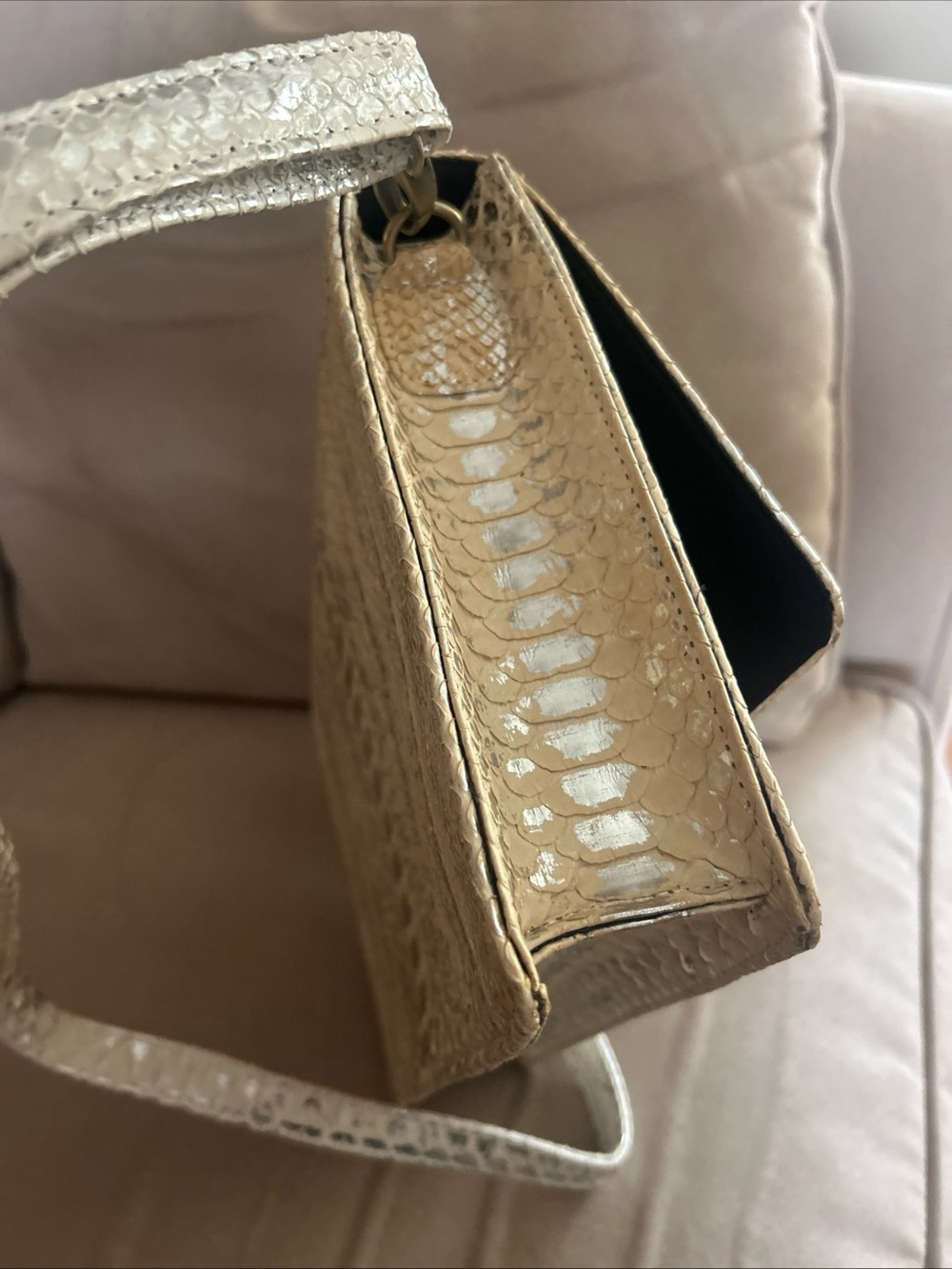 Metallic Python-Texture Crossbody Bag in Light Silver - Picture 7 of 7